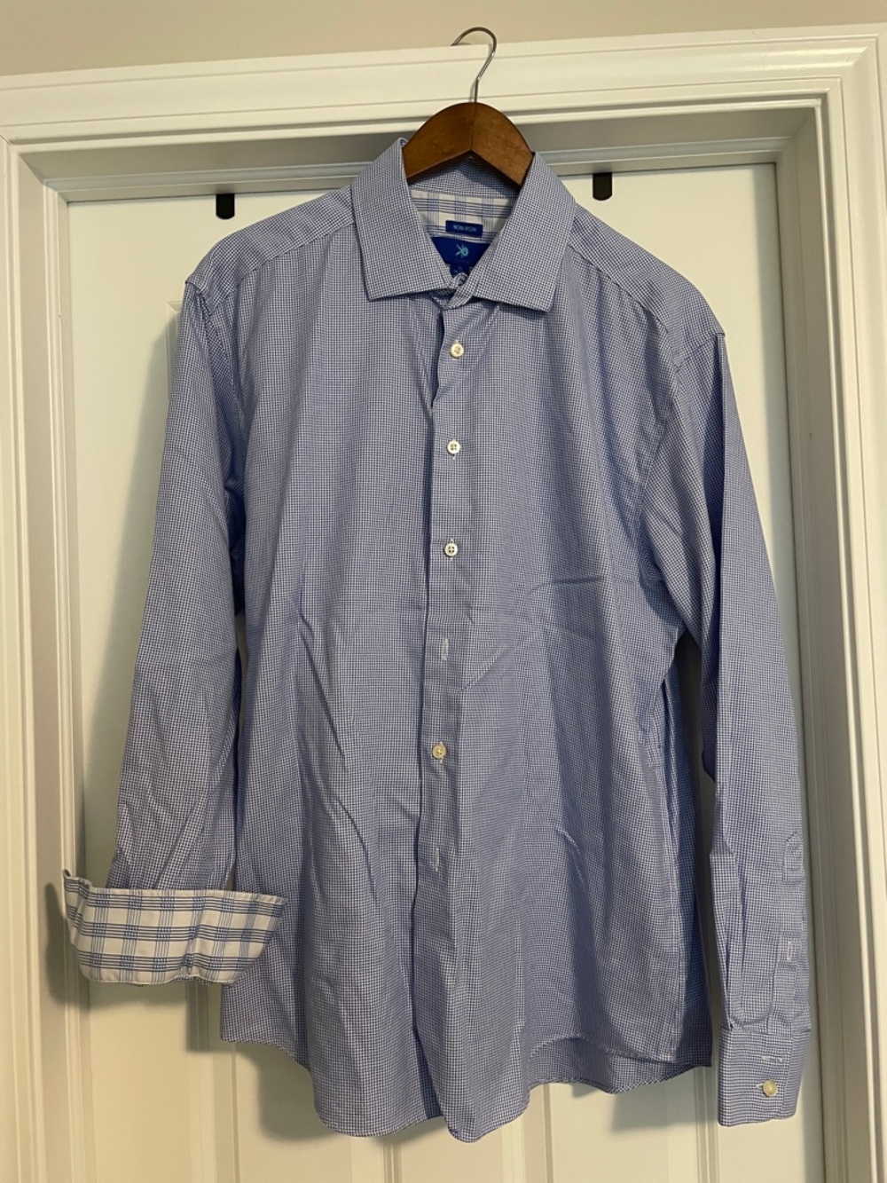 Egara Light Blue Micro-Check Dress Shirt